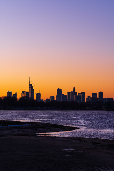 Warsaw City Twilight River View In Poland Picture Board by Artur Bogacki
