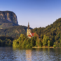 Buy canvas prints of Lake Bled and Bled Island at Sunrise in Slovenia by Artur Bogacki