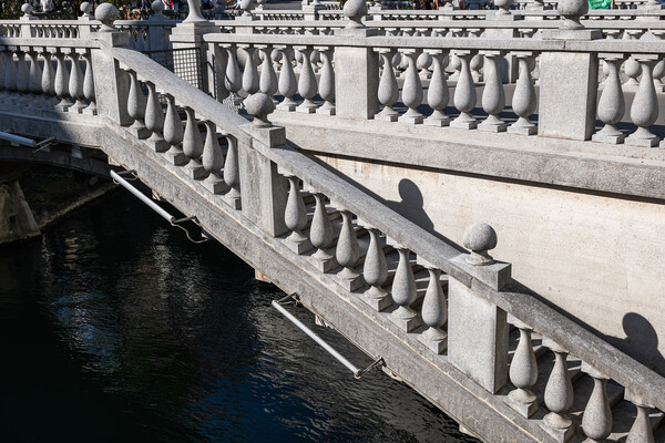 Triple Bridge Balustrades In Ljubljana Picture Board by Artur Bogacki