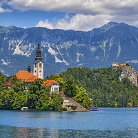 Buy canvas prints of Lake Bled Landscape With Island And Castle by Artur Bogacki