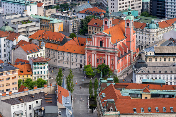 Preseren Square In Ljubljana City From Above Picture Board by Artur Bogacki