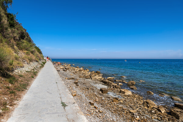 Promenade And Beach At Adriatic Sea In Piran Picture Board by Artur Bogacki