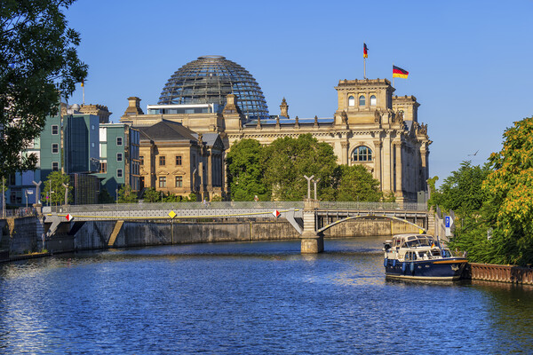 Reichstag From River Spree In Berlin Picture Board by Artur Bogacki