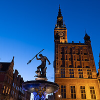 Buy canvas prints of Neptune Fountain And Main Town Hall In Gdansk by Artur Bogacki