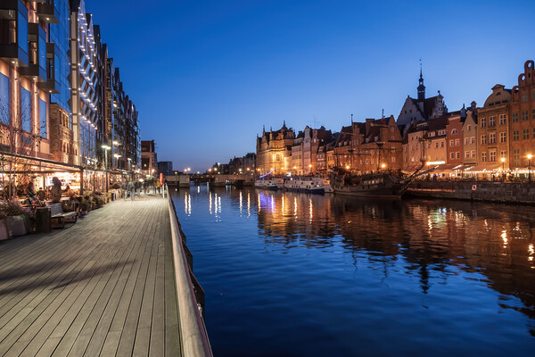 Evening River View Of Gdansk Old Town Picture Board by Artur Bogacki