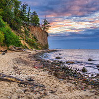 Buy canvas prints of Baltic Sea Beach And Cliff At Dawn In Gdynia by Artur Bogacki