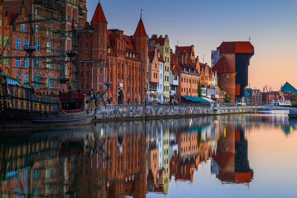 Gdansk Old Town Skyline At Dawn Picture Board by Artur Bogacki