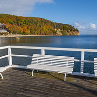 Buy canvas prints of Pier Benches On Baltic Sea In Gdynia by Artur Bogacki