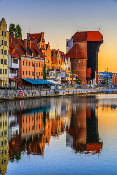 Old Town Skyline In Gdansk At Sunrise Picture Board by Artur Bogacki