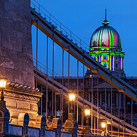Buy canvas prints of Chain Bridge and Buda Castle in Budapest at Night by Artur Bogacki