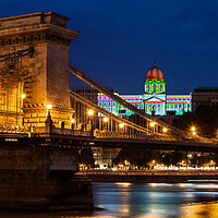 Buy canvas prints of Chain Bridge and Buda Castle in Budapest at Night by Artur Bogacki