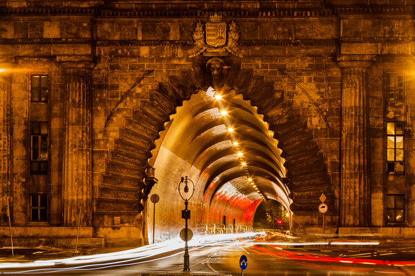 Buda Tunnel Under Castle Hill in Budapest at Night Picture Board by Artur Bogacki