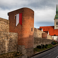 Buy canvas prints of Old City Wall and St Martin's Cathedral in Bratislava by Artur Bogacki