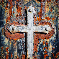 Buy canvas prints of Old Cross On Rusty Wall by Artur Bogacki