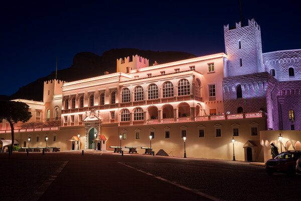 Prince Palace of Monaco Illuminated at Night Picture Board by Artur Bogacki