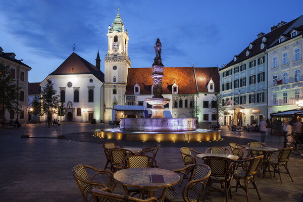 Old Town Square Of Bratislava By Night Picture Board by Artur Bogacki