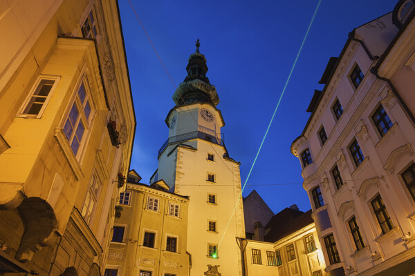  Michael Tower And Gate At Night In Bratislava Picture Board by Artur Bogacki