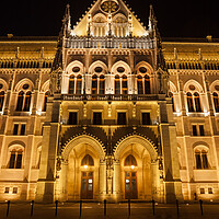 Buy canvas prints of Hungarian Parliament Building at Night in Budapest by Artur Bogacki