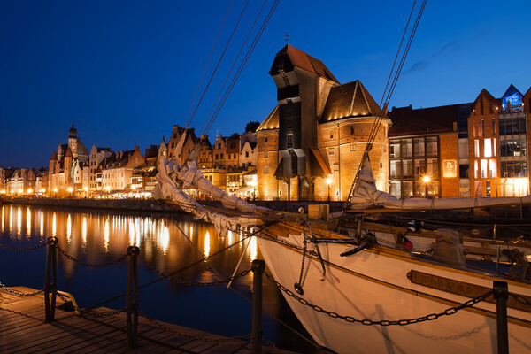 Old Town Skyline of Gdansk City by Night Picture Board by Artur Bogacki