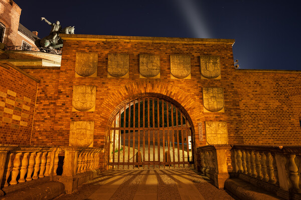 Herbowa Gate to Wawel Castle at Night in Krakow Picture Board by Artur Bogacki