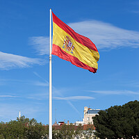 Buy canvas prints of National Flag of Spain at Plaza de Colon in Madrid by Artur Bogacki