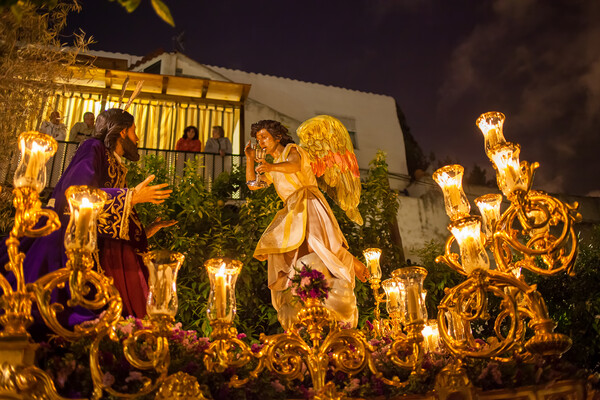 Jesus Christ and Angel at Holy Week in Cordoba Picture Board by Artur Bogacki