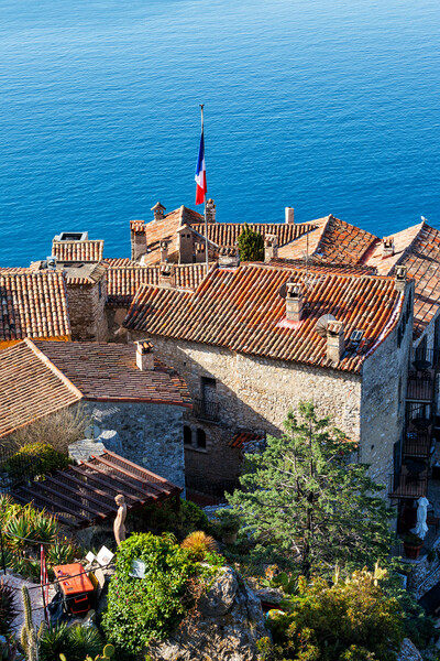 Eze Village Houses And The Sea Picture Board by Artur Bogacki