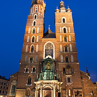 Buy canvas prints of St Mary Basilica at Night in Krakow by Artur Bogacki
