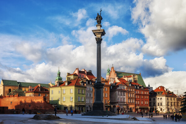 City Of Warsaw Old Town Skyline Picture Board by Artur Bogacki
