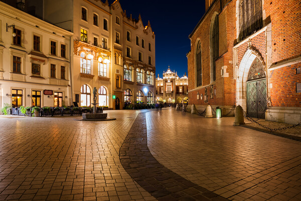 Old Town in Krakow at Night Picture Board by Artur Bogacki