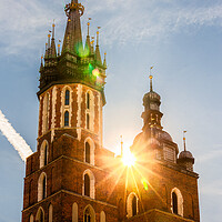 Buy canvas prints of Sun Shining at St Mary Basilica in Krakow by Artur Bogacki