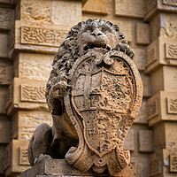 Buy canvas prints of Lion With Coat of Arms at Mdina Gate in Malta by Artur Bogacki
