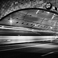 Buy canvas prints of Night Traffic Light Trails In Tunnel by Artur Bogacki