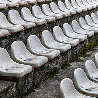 Buy canvas prints of Old Stadium Seats Abstract Background by Artur Bogacki