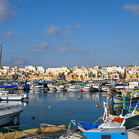 Buy canvas prints of Port in Marsaxlokk Fishing Village in Malta by Artur Bogacki