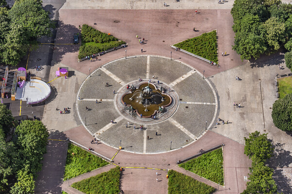 Neptune Fountain Aerial In Berlin Picture Board by Artur Bogacki