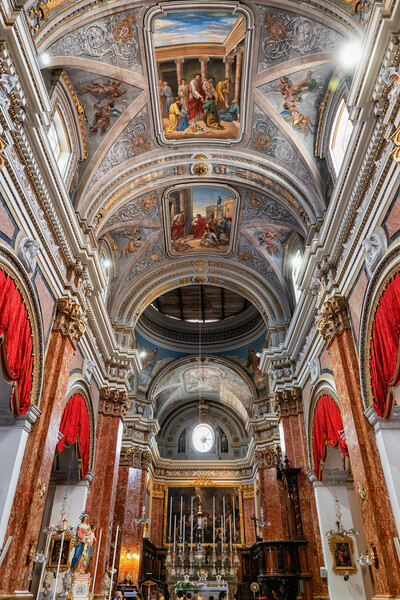 Church of Saint Lawrence Interior in Birgu, Malta Picture Board by Artur Bogacki