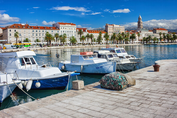 City Of Split In Croatia Harbour And Old Town Skyline Picture Board by Artur Bogacki