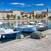 Buy canvas prints of City Of Split In Croatia Harbour And Old Town Skyline by Artur Bogacki