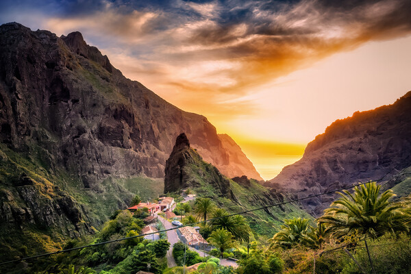 Tenerife Landscape With Masca Village At Sunset Picture Board by Artur Bogacki