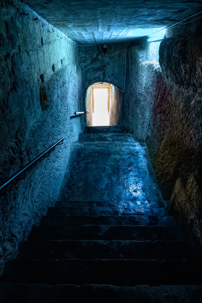 Mysterious Gloomy Passage With Stairs Carved In Stone Picture Board by Artur Bogacki