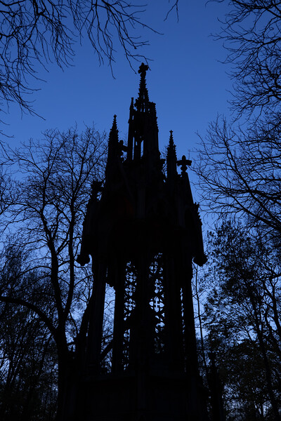 Tomb Silhouette in Old Necropolis at Dusk Picture Board by Artur Bogacki
