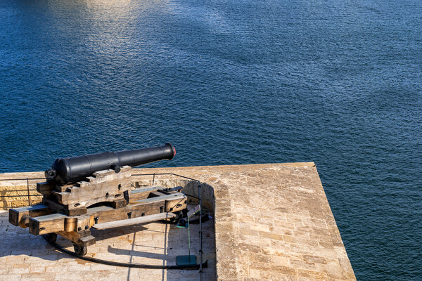 Saluting Battery Gun Facing The Sea In Malta Picture Board by Artur Bogacki
