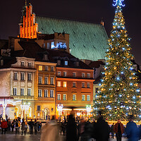 Buy canvas prints of Christmas Night in Old Town of Warsaw City in Poland by Artur Bogacki