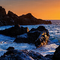 Buy canvas prints of Tenerife Island Rocky Coast At Sunset by Artur Bogacki