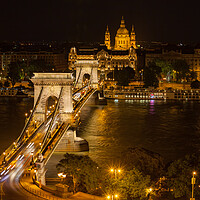 Buy canvas prints of Szechenyi Chain Bridge in Budapest by Night by Artur Bogacki