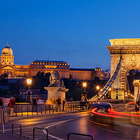 Buy canvas prints of Castle And Chain Bridge in Budapest at Night by Artur Bogacki