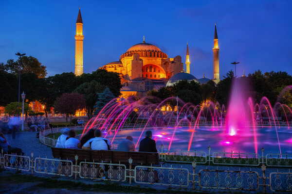Hagia Sophia and Fountain in Istanbul at Night Picture Board by Artur Bogacki