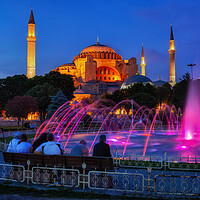 Buy canvas prints of Hagia Sophia and Fountain in Istanbul at Night by Artur Bogacki