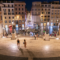 Buy canvas prints of Spanish Steps and Square in Rome at Night by Artur Bogacki